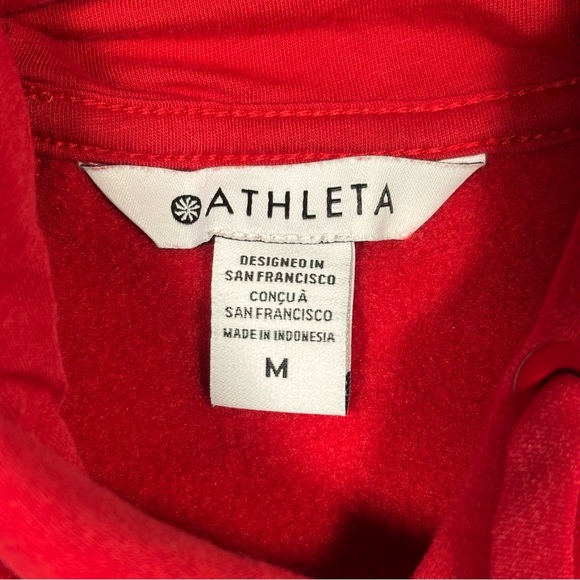 Athleta Retroplush Revive Hoodie Pullover Sweatshirt Women’s Medium Red Fleece - Picture 5 of 10